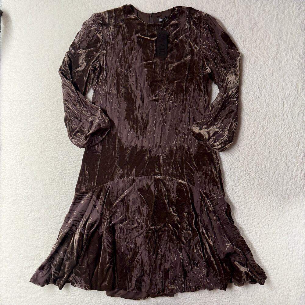 NWT Japparel Size L Karen Dress Velvet Burnout Drop Waist Lined Party USA *TF